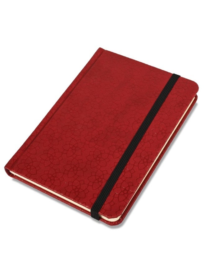 FIS® Executive Notebook, Italian PU Materials, A6 Size(105x148mm,) Round Corners, 96 Sheets, Single Ruled, 70gsm Italian Ivory Paper with Elastic Band Closure, 1 Piece, Maroon Color-FSNBEXA6MRD5 - Image 1